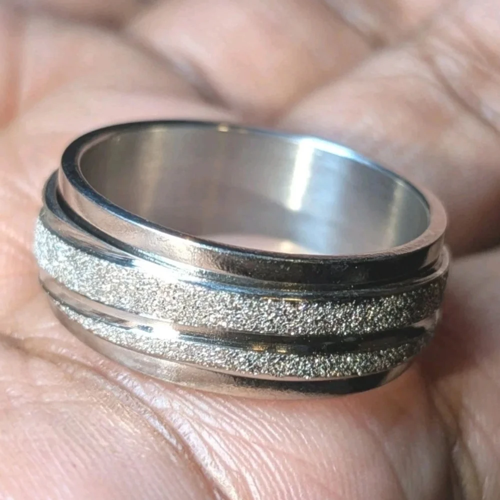 Retro High Quality Luxury 925 Sterling Silver Frosted Men’s Fidget Spinner Ring9